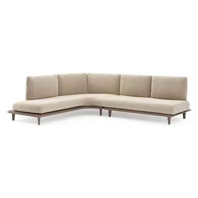 Bomero loungehoek in taupe aluminium met althea chalk all weather cosytica kussen