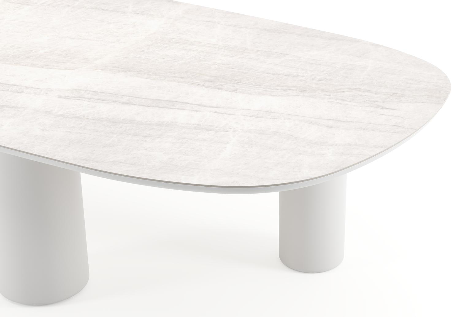 Amico tuintafel bombo xl in wit aluminium en volkeramiek Taj Mahal - L 320 x B 148 x H 73.5 cm