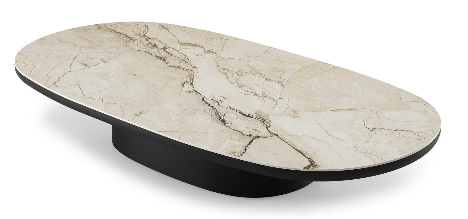 Table de basse Amico bombo en aluminium noir et céramique pleine Colorado Dunes - Lg. 171 x Lrg. 89 x Haut. 24 cm