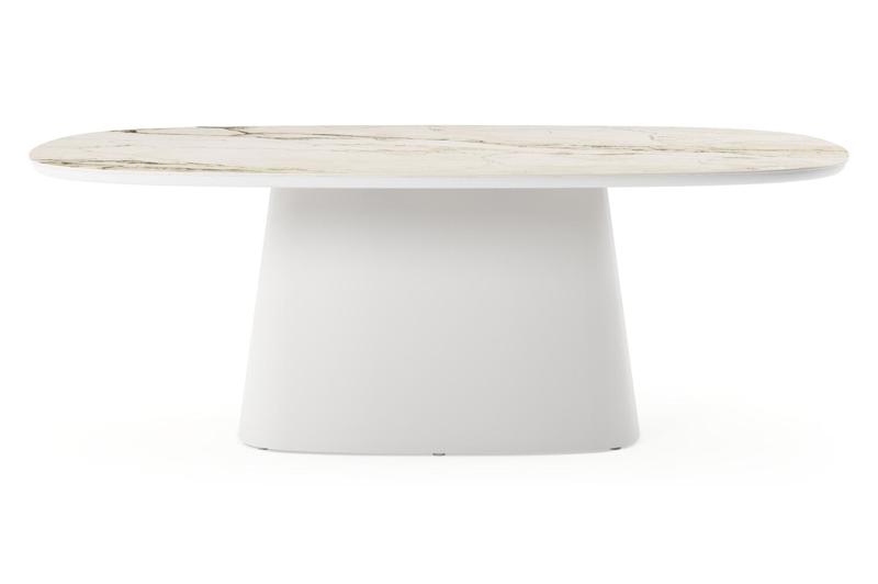 Amico tuintafel bombo xl in wit aluminium en volkeramiek Colorado Dunes - L 210 x B 148 x H 73.5 cm