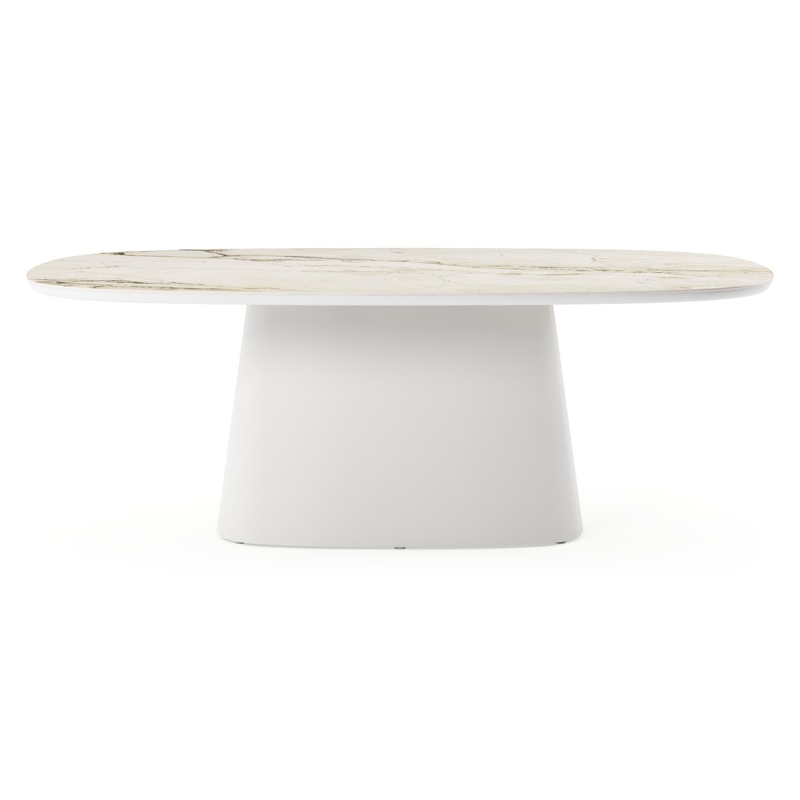 Amico tuintafel bombo xl in wit aluminium en volkeramiek Colorado Dunes - L 210 x B 148 x H 73.5 cm