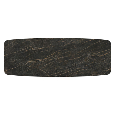 Orso tuintafel bootvorm in zwart aluminium en volkeramiek black obsession - L 315 x B 115 x H 75 cm