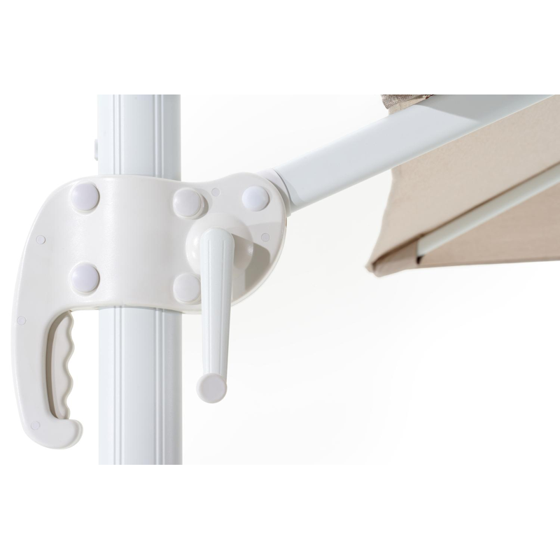 Calpe zweefparasol in wit aluminium met beige weather+ softtouch parasoldoek - L1 270 x L2 270 cm (zonder voet)