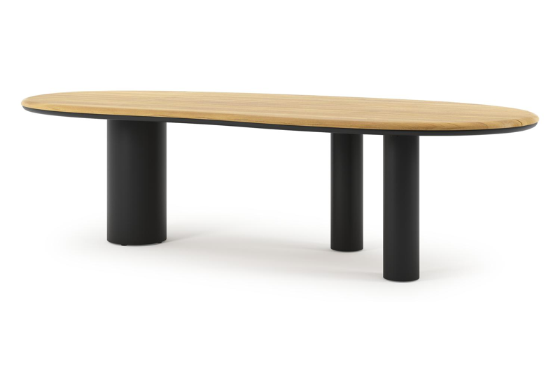 Organo tuintafel organisch in zwart aluminium en teak L 280 x B 120 x H 74 cm