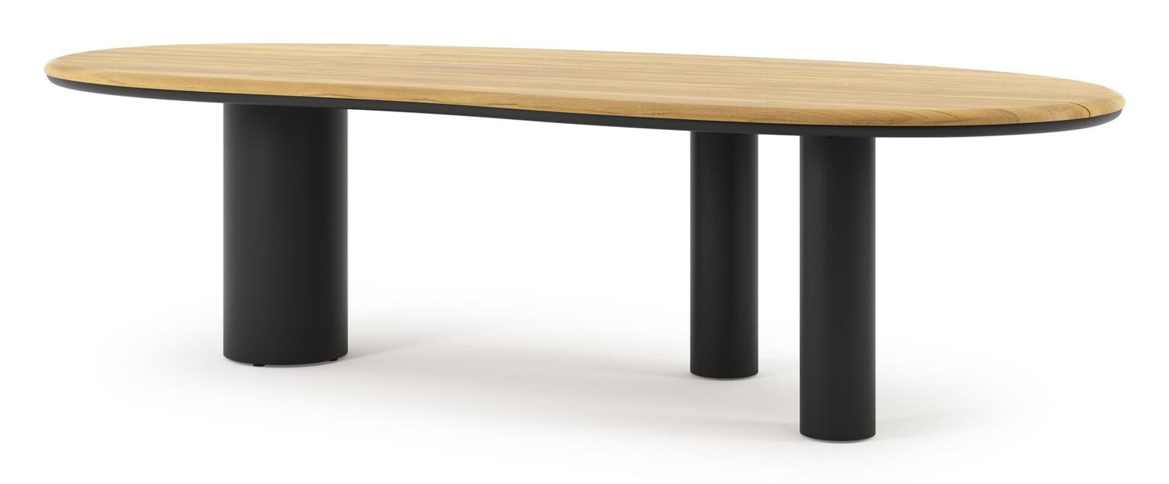 Organo tuintafel organisch in zwart aluminium en teak L 280 x B 120 x H 74 cm