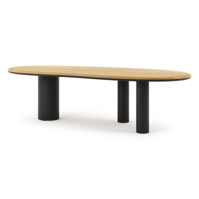 Organo tuintafel organisch in zwart aluminium en teak L 280 x B 120 x H 74 cm