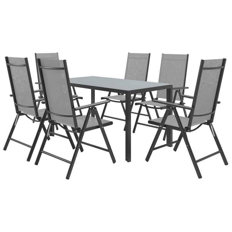 Caldela tuintafel in zwart aluminium en glas grijs - L 140 x B 80 x H 75 cm