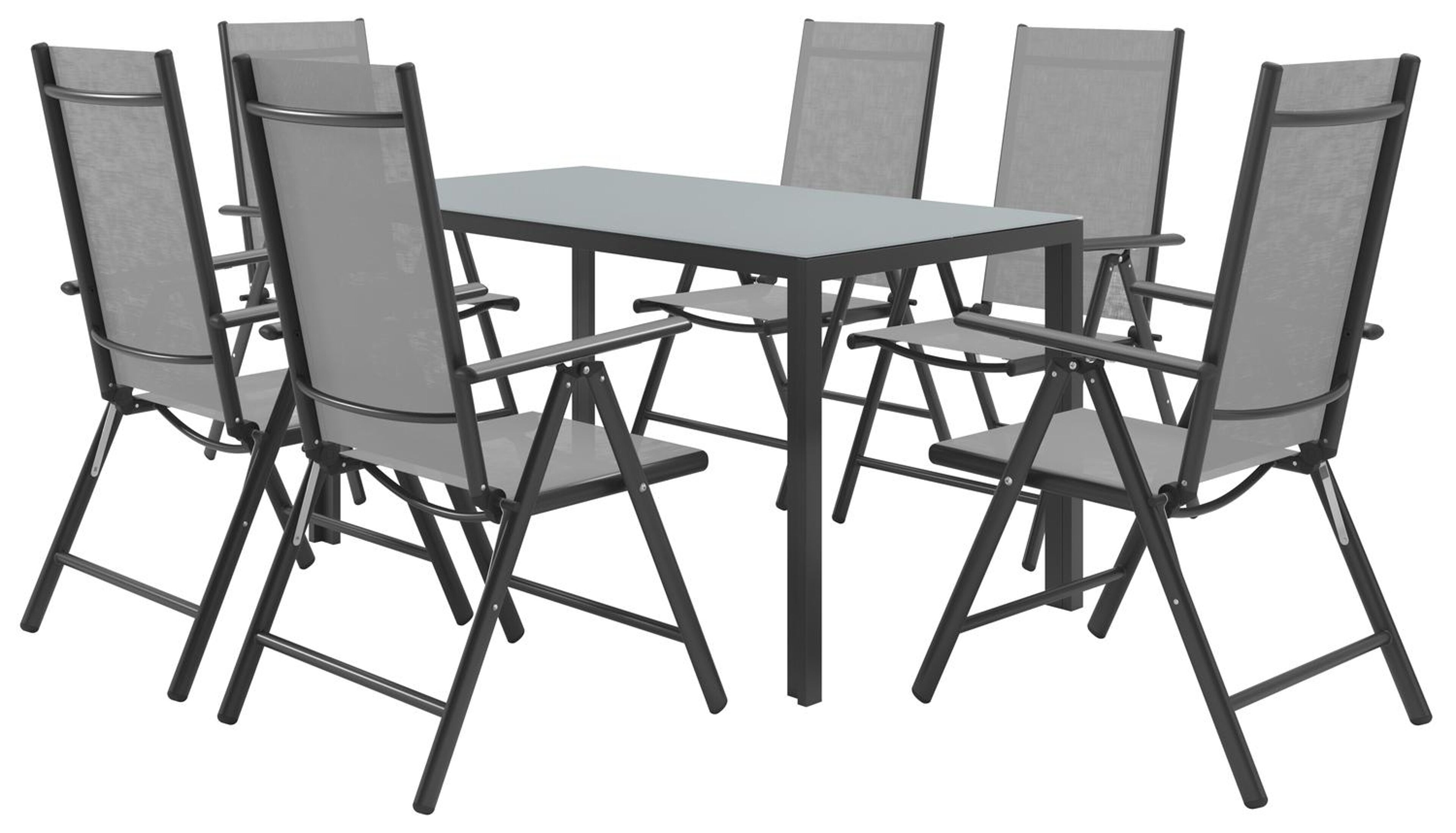 Caldela tuintafel in zwart aluminium en glas grijs - L 140 x B 80 x H 75 cm