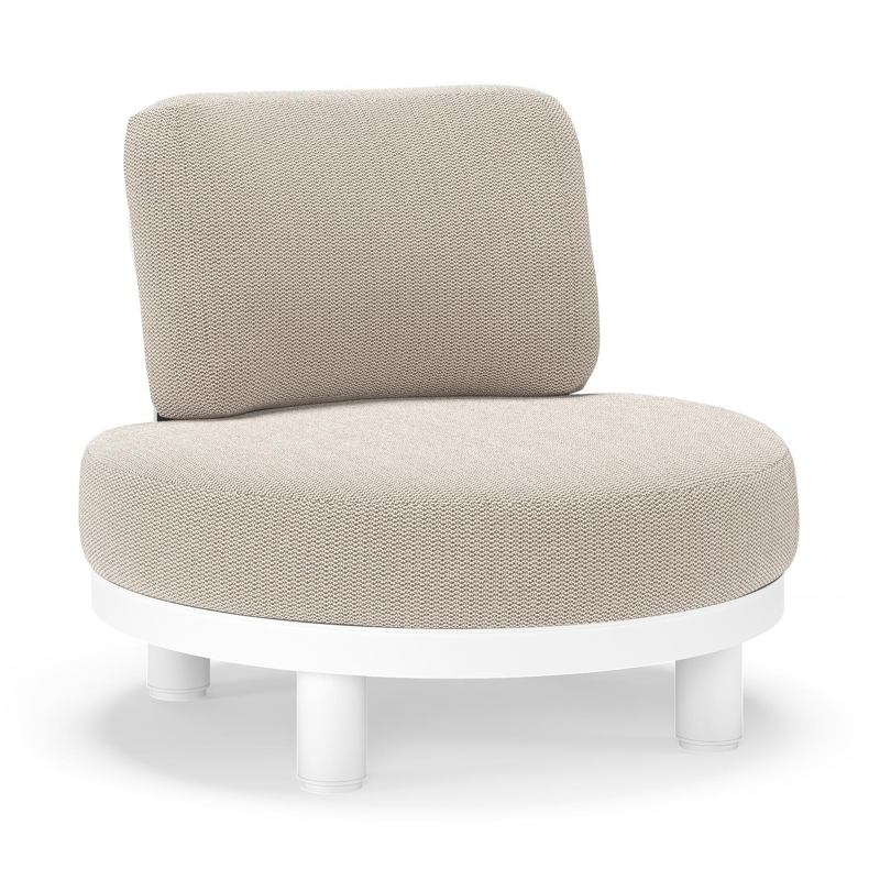 Donato loungestoel in wit aluminium met all weather sunbrella® luxe Lopi Fossil kussen