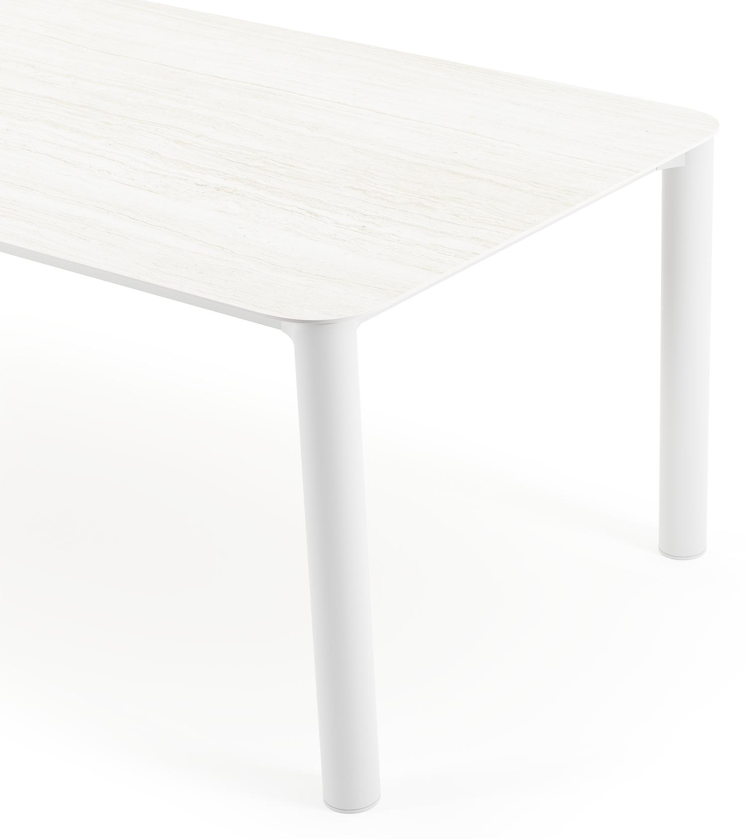 Orso tuintafel rechthoekig afgerond in wit aluminium en volkeramiek calista - L 240 x B 100 x H 73.5 cm