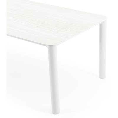 Orso tuintafel rechthoekig afgerond in wit aluminium en volkeramiek calista - L 240 x B 100 x H 73.5 cm