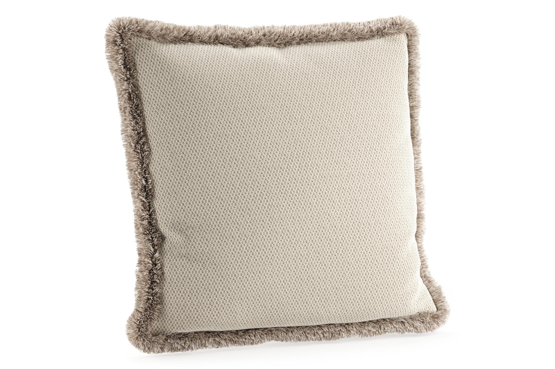 Sierkussen met franjes 45 x 45 cm in all weather sunbrella luxe lopi marble