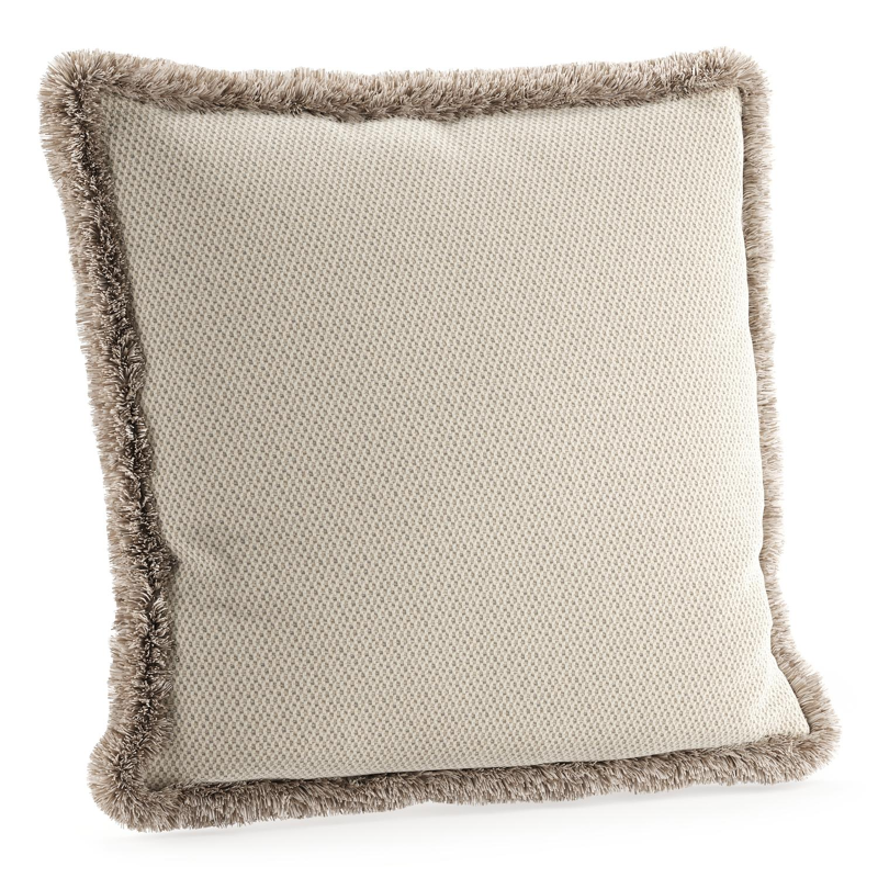 Sierkussen met franjes 45 x 45 cm in all weather sunbrella luxe lopi marble