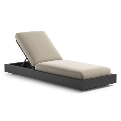 Como verstelbaar ligbed in zwart aluminium met lopi marble all weather Sunbrella® luxe kussen