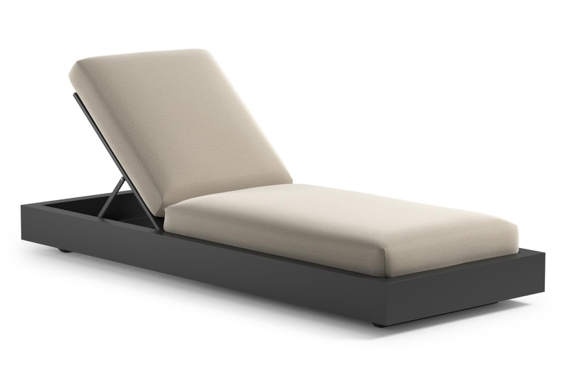 Como verstelbaar ligbed in zwart aluminium met lopi marble all weather Sunbrella® luxe kussen