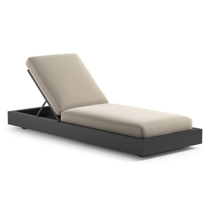 Como verstelbaar ligbed in zwart aluminium met lopi marble all weather Sunbrella® luxe kussen