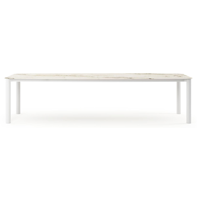 Orso tuintafel bootvorm in wit aluminium en volkeramiek colorado dunes - L 315 x B 115 x H 75 cm