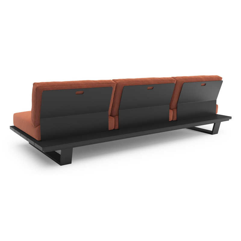 Pagino loungebank in zwart aluminium met heritage rust all weather sunbrella® luxe kussen