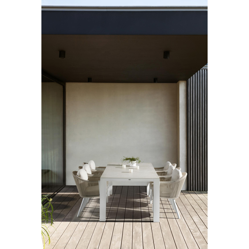 Nano tuintafel in wit aluminium en volkeramiek shilin - L 240 x B 100 x H 75 cm