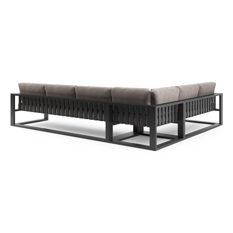 Verato loungehoek in zwart aluminium met wander granite all weather sunbrella® luxe kussen