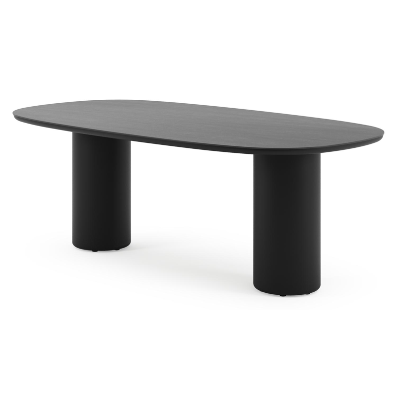 Amico tuintafel bombo in zwart aluminium en volkeramiek Basalt Black - L 210 x B 110 x H 73.5 cm