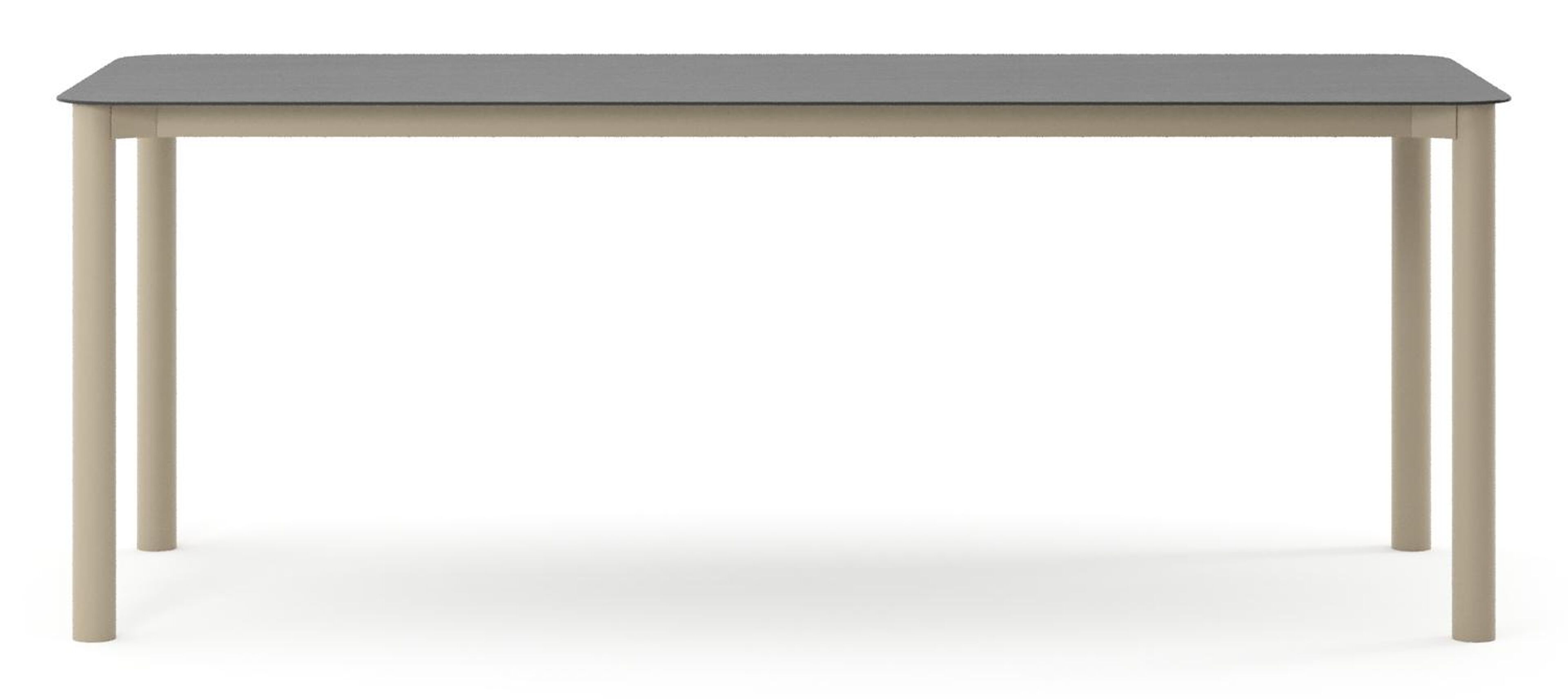 Table de jardin Orso rectangulaire arrondi en aluminium beige et céramique pleine Basalt Black - Lg. 200 x Lrg. 80 x Haut. 75 cm