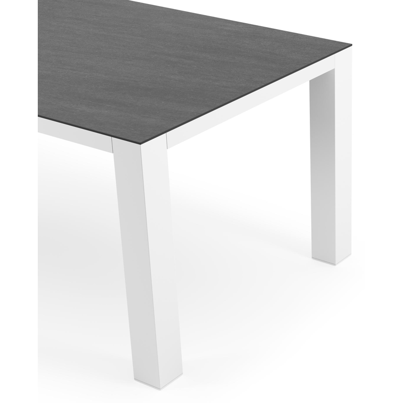 Table de jardin Nano rectangulaire en aluminium blanc et céramique pleine Basalt Black - Lg. 200 x Lrg. 100 x Haut. 75 cm
