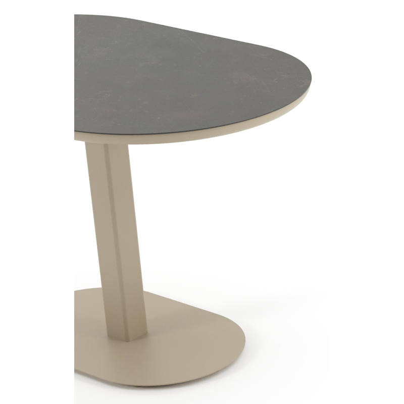 Teramo kantelbare tuintafel bombo in beige aluminium en volkeramiek Calatorao - L 110 x B 70 x H 74 cm
