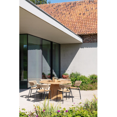 Donato (Coda) stapelbare tuinstoel in zwart aluminium en naturel wicker