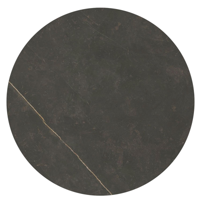 Fano tuintafel in zwart aluminium en volkeramiek calatorao - Dia. 85 x H 75 cm