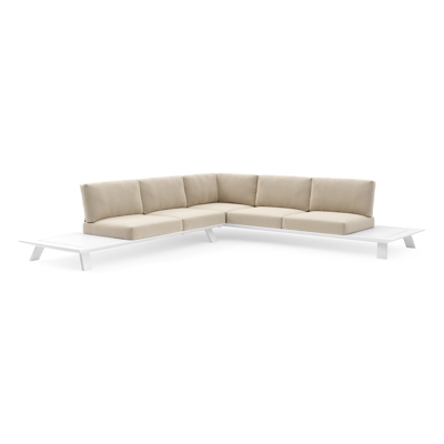 Salon de jardin d'angle Cesano en aluminium blanc et coussin en all weather Cosytica althea chalk