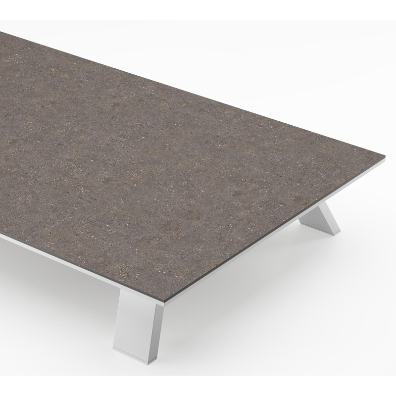 Table de basse Cesano rectangulaire en aluminium blanc et céramique pleine Wulong - Lg. 140 x Lrg. 80 x Haut. 24.2 cm