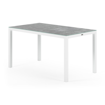 Feltro tuinset in wit aluminium en grijs keramisch glas tafelblad met 4 stapelbare Bareto tuinstoelen