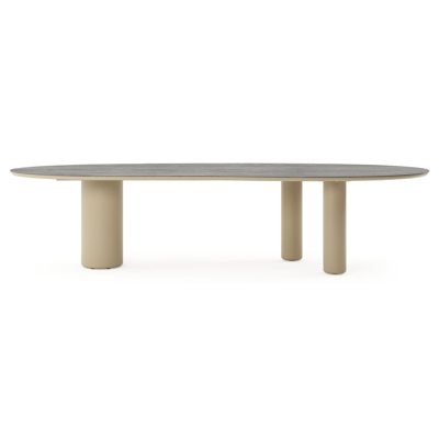 Amico tuintafel organisch in beige aluminium en volkeramiek Aspen Grey - L 320 x B 120 x H 73.5 cm