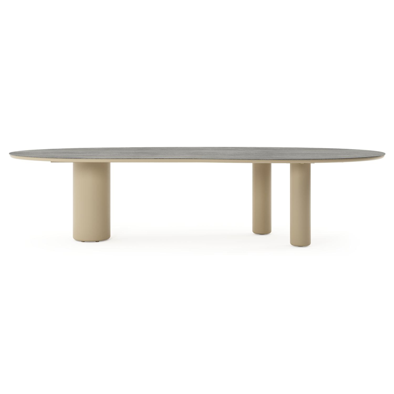 Amico tuintafel organisch in beige aluminium en volkeramiek Aspen Grey - L 320 x B 120 x H 73.5 cm
