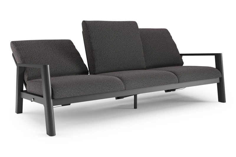 Cirello loungebank in zwart aluminium met firenze tunder all weather solica kussen