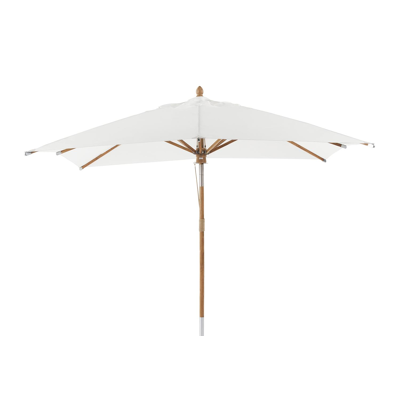 Parasol droit Pescara en teck  avec toile de parasol en polyester blanc - Larg1 300 x Larg2 300 cm (sans pied de parasol)