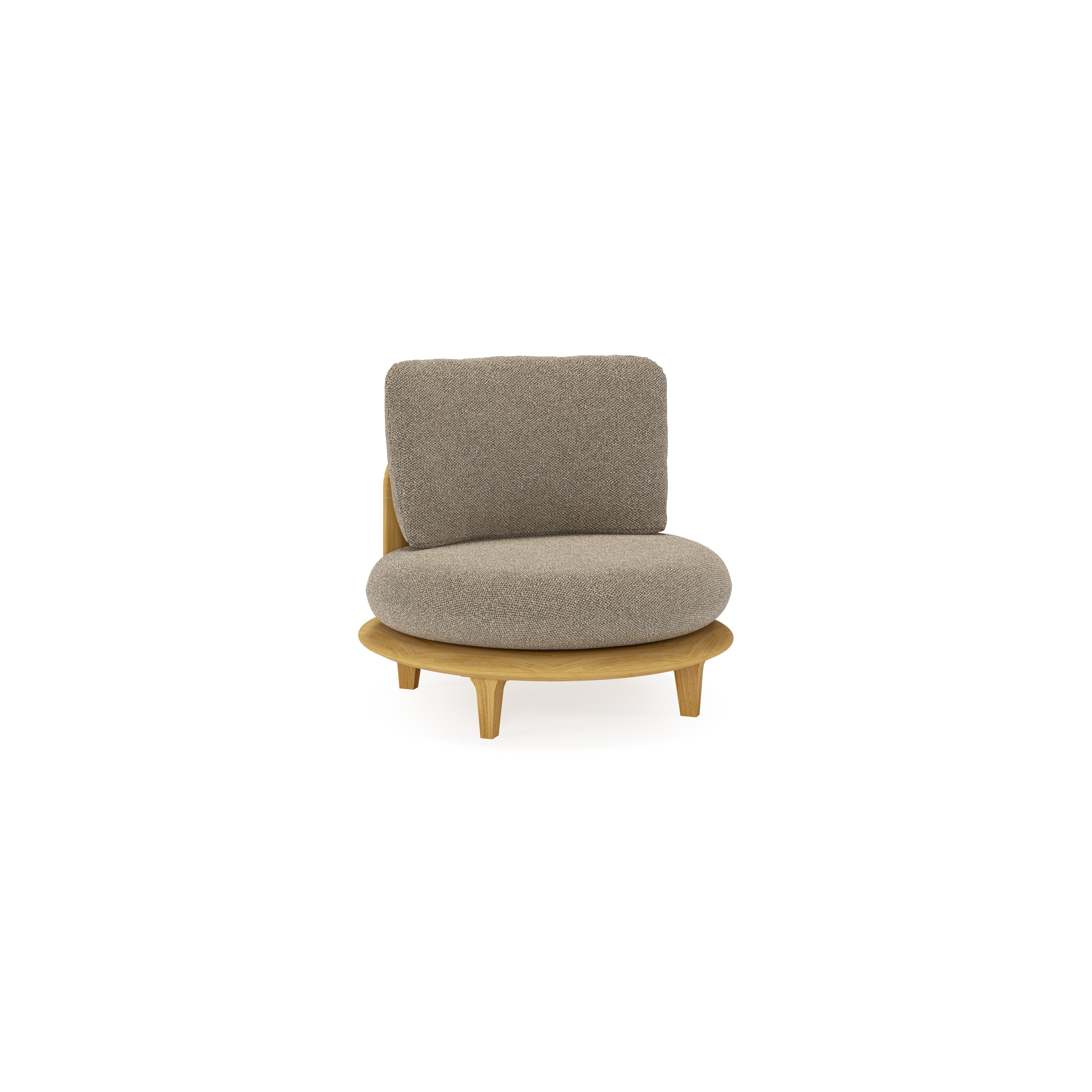 Bomero loungestoel in teak met madagascar burch all weather cosytica kussen
