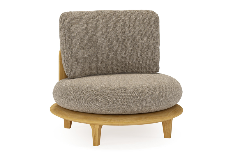 Bomero loungestoel in teak met madagascar burch all weather cosytica kussen