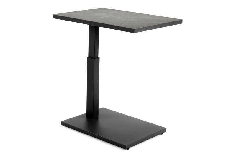 Table d'appoint Talana en aluminium noir et céramique pleine gris - Lg 60 x larg. 40 x H 47/67,50