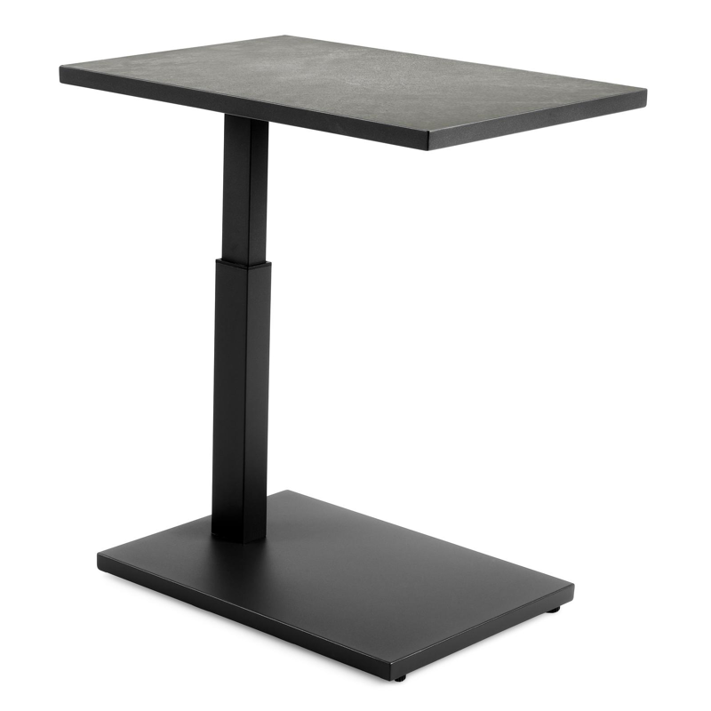 Table d'appoint Talana en aluminium noir et céramique pleine gris - Lg 60 x larg. 40 x H 47/67,50