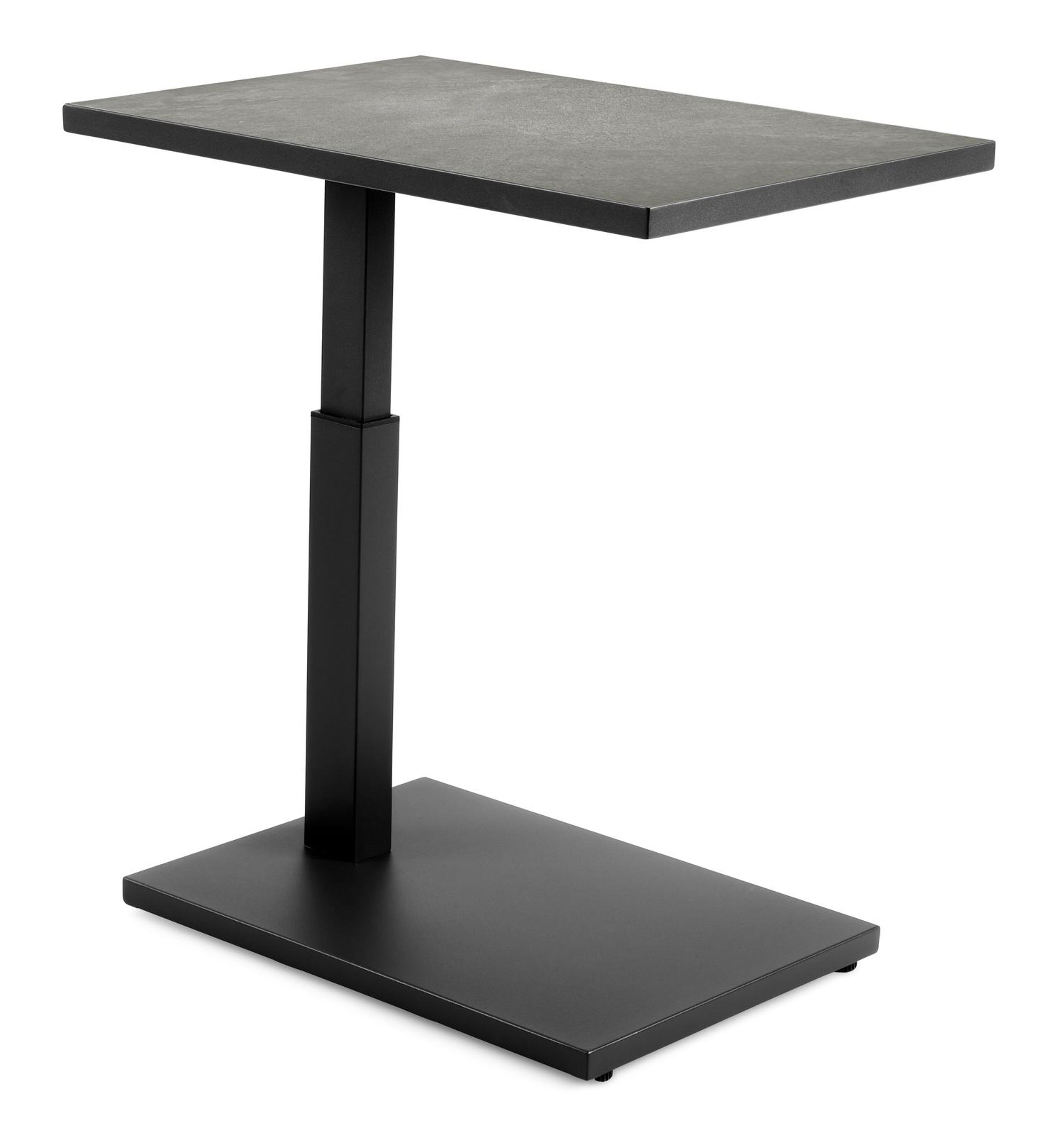 Table d'appoint Talana en aluminium noir et céramique pleine gris - Lg 60 x larg. 40 x H 47/67,50