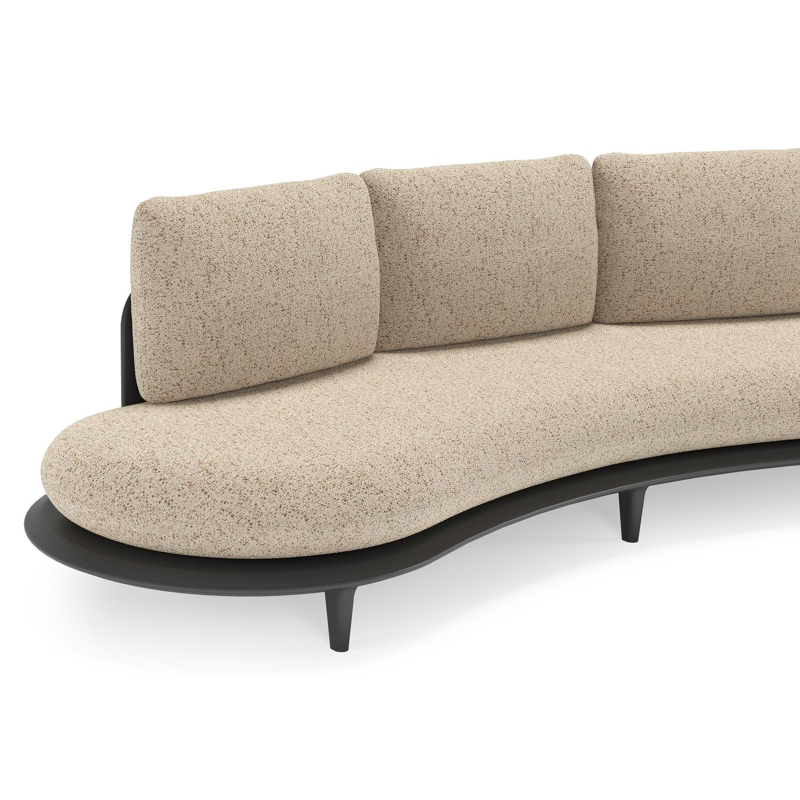 Canape de jardin Bomero en aluminium noir et coussins en all weather cosytica bora jungle