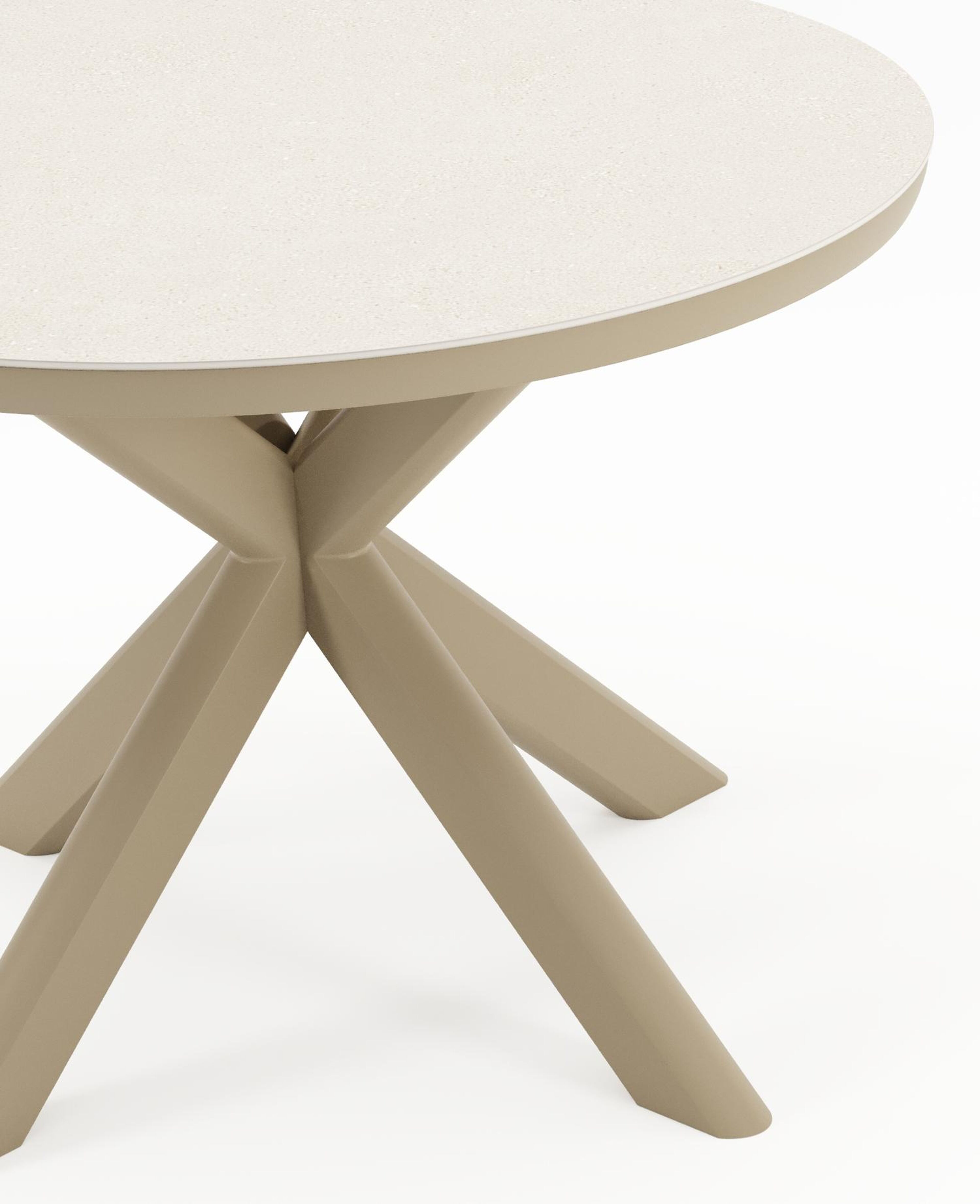 Ensemble de jardin Pamplona en aluminium beige et sintered stone crema minerale avec 4 chaises de jardin empilable Matera
