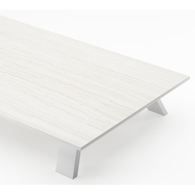 Cesano loungetafel in wit aluminium en calista volkeramiek - L 140 x B 80 x H 24 cm