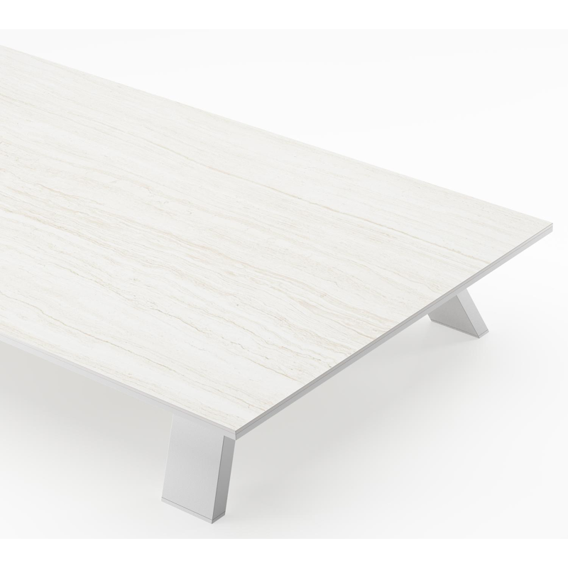 Cesano loungetafel in wit aluminium en calista volkeramiek - L 140 x B 80 x H 24 cm