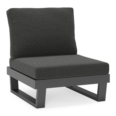 Fauteuil de jardin Modica en aluminium noir avec coussins en weather+ softtouch sky black