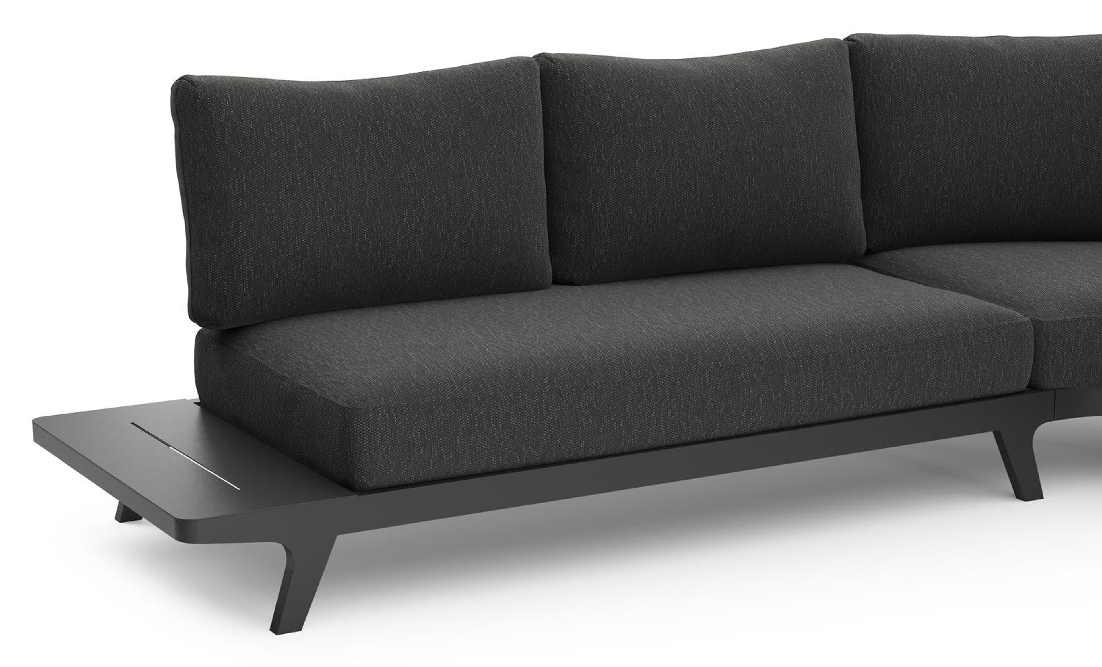 Bolzano loungehoek in zwart aluminium met sky black weather+ softtouch kussen