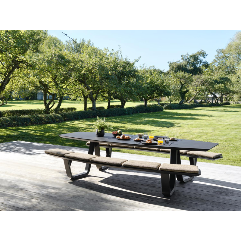 Table de pique-nique Forno forme de bateau en aluminium noir - Lg. 280 x Lrg. 192 x Haut. 72 cm