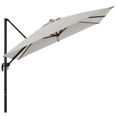 Calpe zweefparasol in zwart aluminium met grijs weather+ softtouch parasoldoek - L1 270 x L2 270 cm (zonder voet)